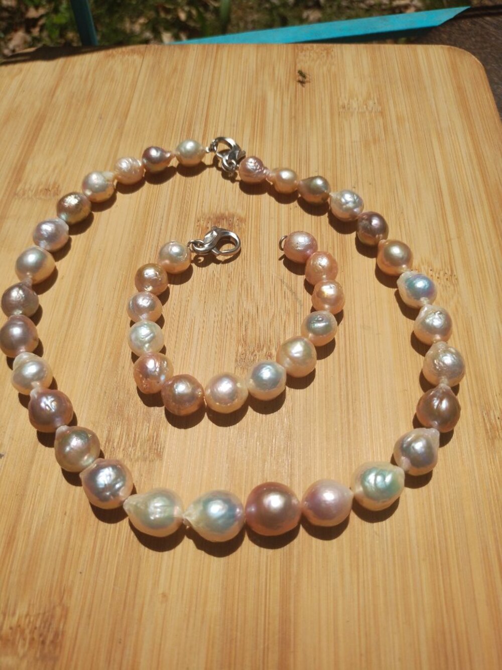 Honora Ming Baroque Pearl Necklace and Bracelet Set Sterling 925 Silver Stunning - Picture 6 of 11